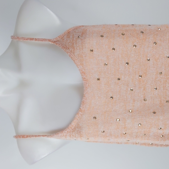 Crossroads Women's Top Size Large Orange Sleeveless Knit Round Hem Diamantes - Picture 3 of 14